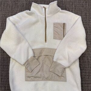 Offline by Aerie Teddy Jacket in Cream and Tan